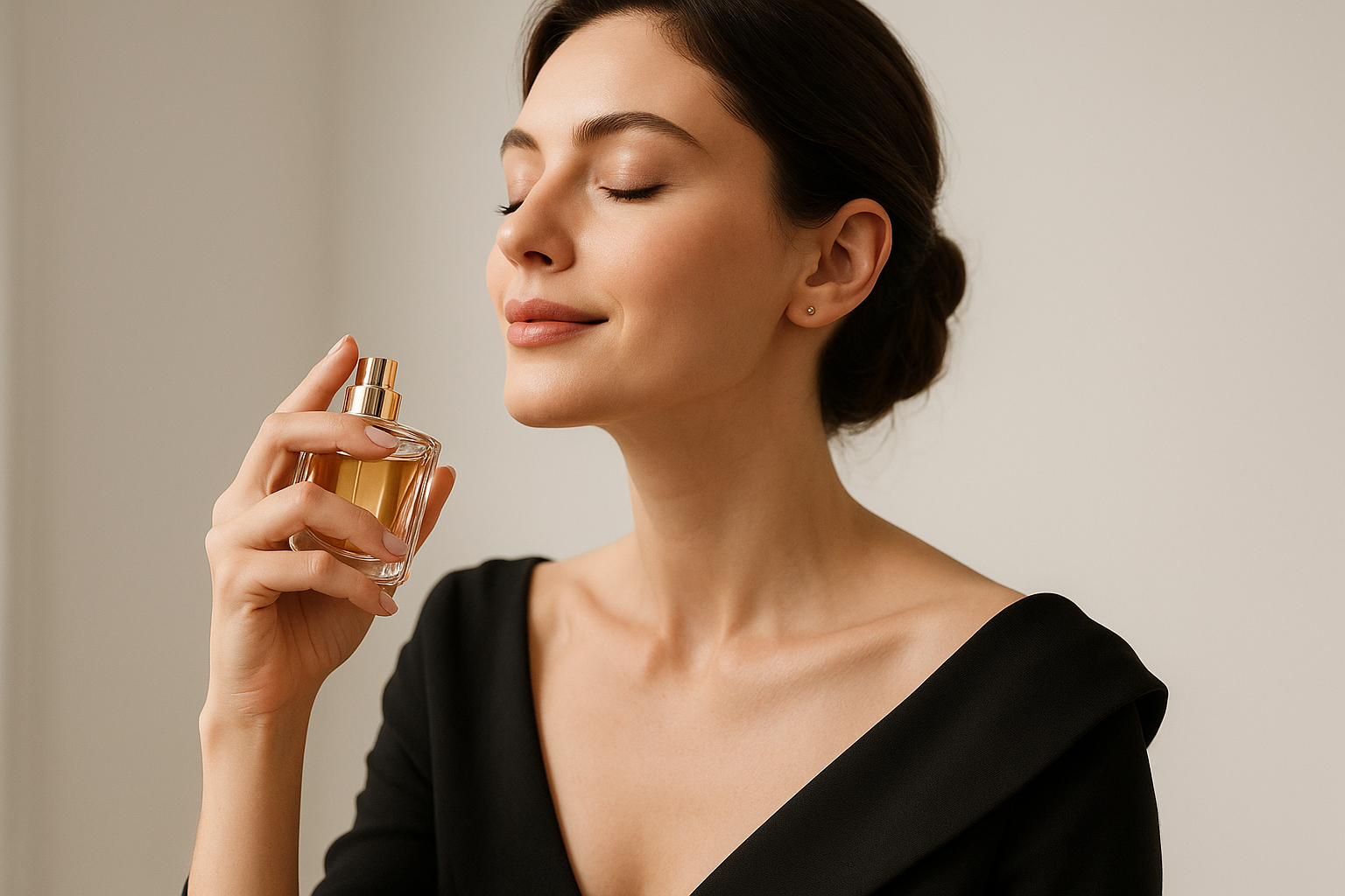WOMAN SMELLING PERFUME